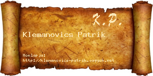 Klemanovics Patrik névjegykártya